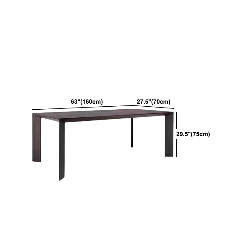 Modern Rectangle Dining Site Table Black Solid Wood 4 Legs Dining Table