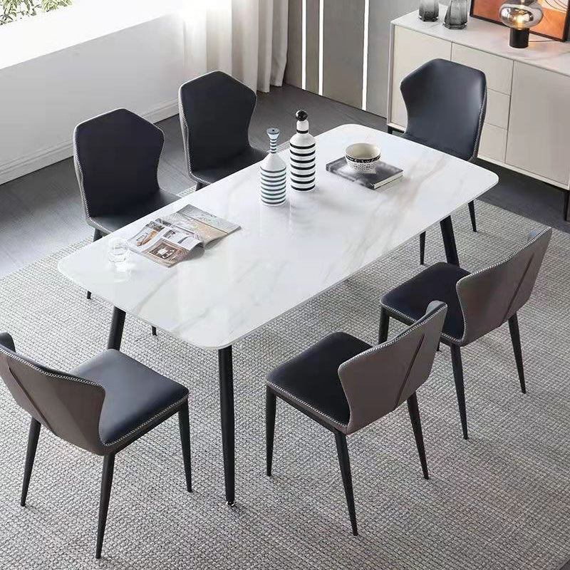 Rectangle 4 Legs Dining Table Industrial Sintered Stone Kitchen Table