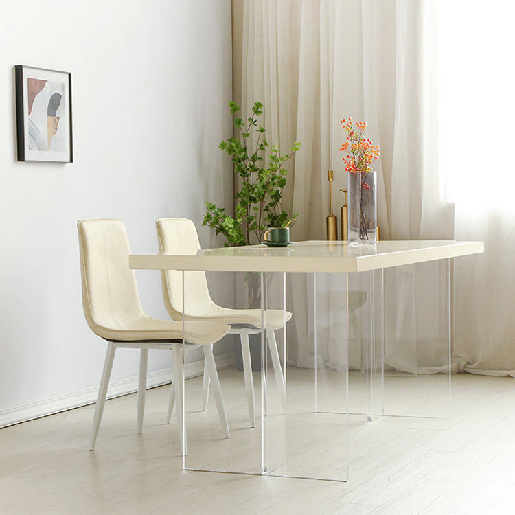 Wood Top Dining Table Double Pedestal Table for Home Kitchen Dinner