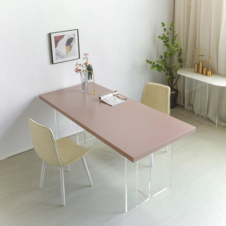 Wood Top Dining Table Double Pedestal Table for Home Kitchen Dinner