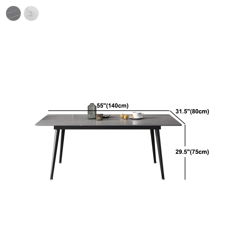 Industrial Rectangle Dining Site Table Black Tripod Base Dining Table with Stone Top