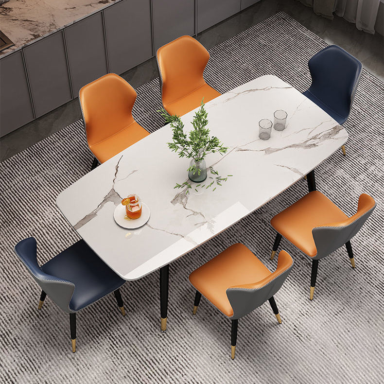 Rectangular Sintered Stone Dining Table Modern White Gray Green Furniture with 4 Legs