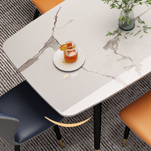 Rectangular Sintered Stone Dining Table Modern White Gray Green Furniture with 4 Legs