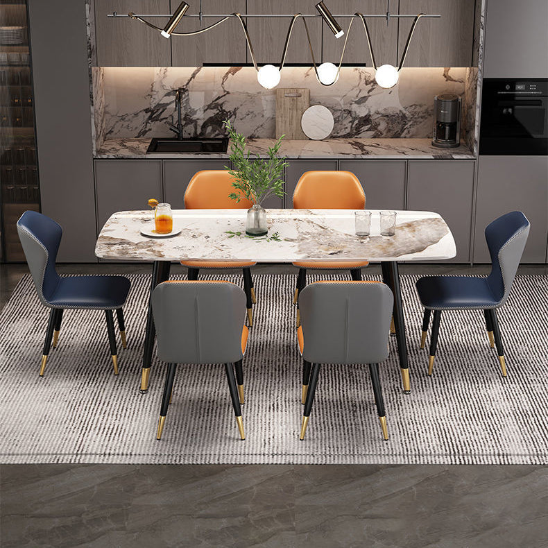 Rectangular Sintered Stone Dining Table Modern White Gray Green Furniture with 4 Legs