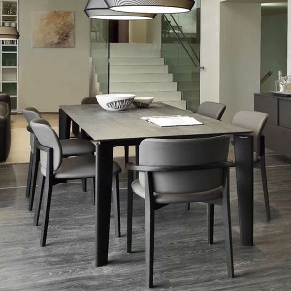 Mid-Century Modern Dining Table Rectangle Stone Dining Table with 4 Legs