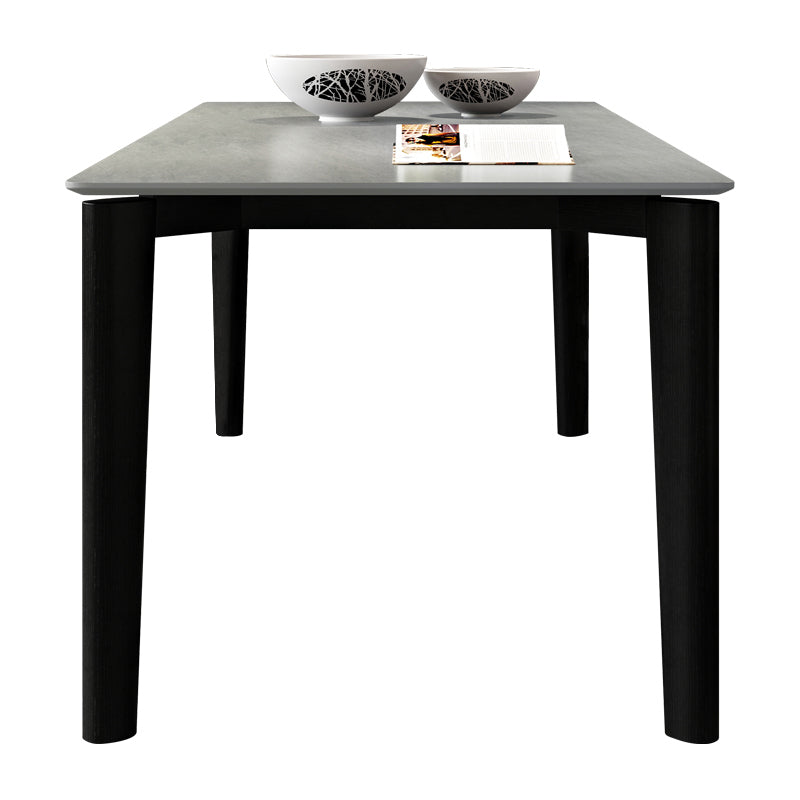 Mid-Century Modern Dining Table Rectangle Stone Dining Table with 4 Legs