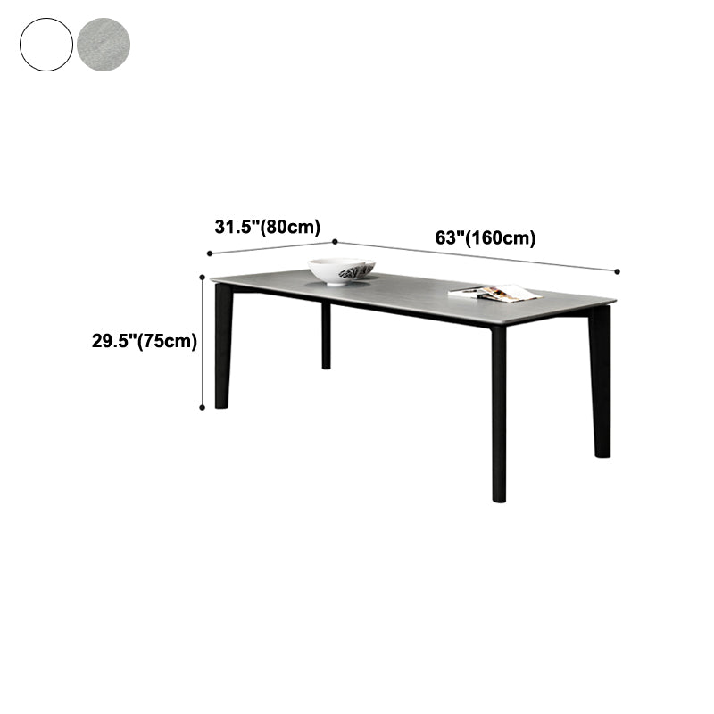 Mid-Century Modern Dining Table Rectangle Stone Dining Table with 4 Legs