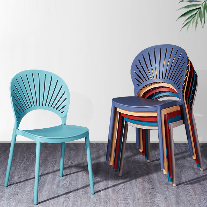 Modern Plastic Chair Open Back Dining Side Furniture in Matte Finish