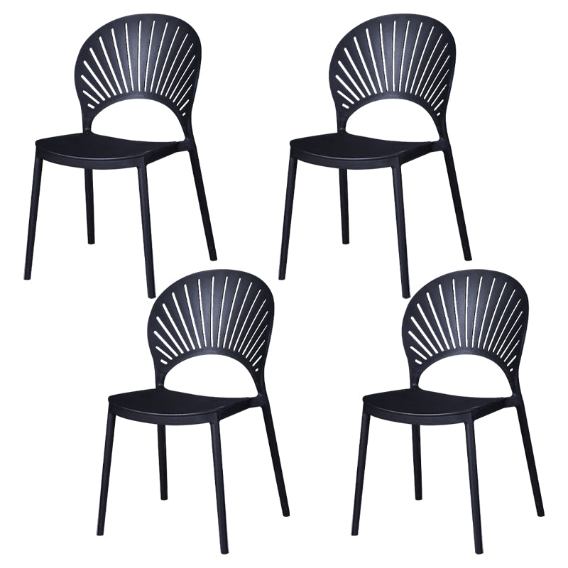 Modern Plastic Chair Open Back Dining Side Furniture in Matte Finish