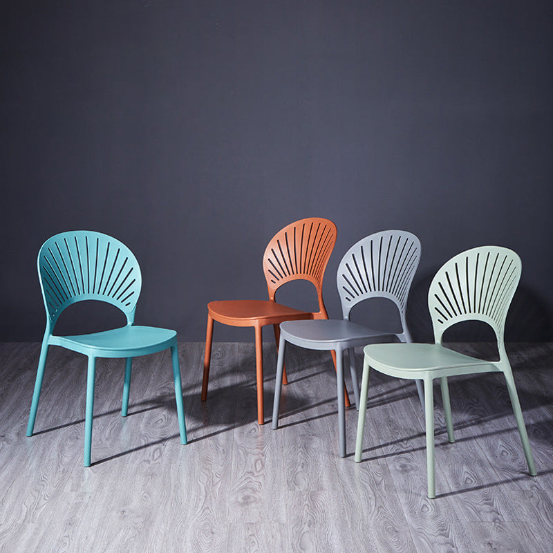 Modern Plastic Chair Open Back Dining Side Furniture in Matte Finish