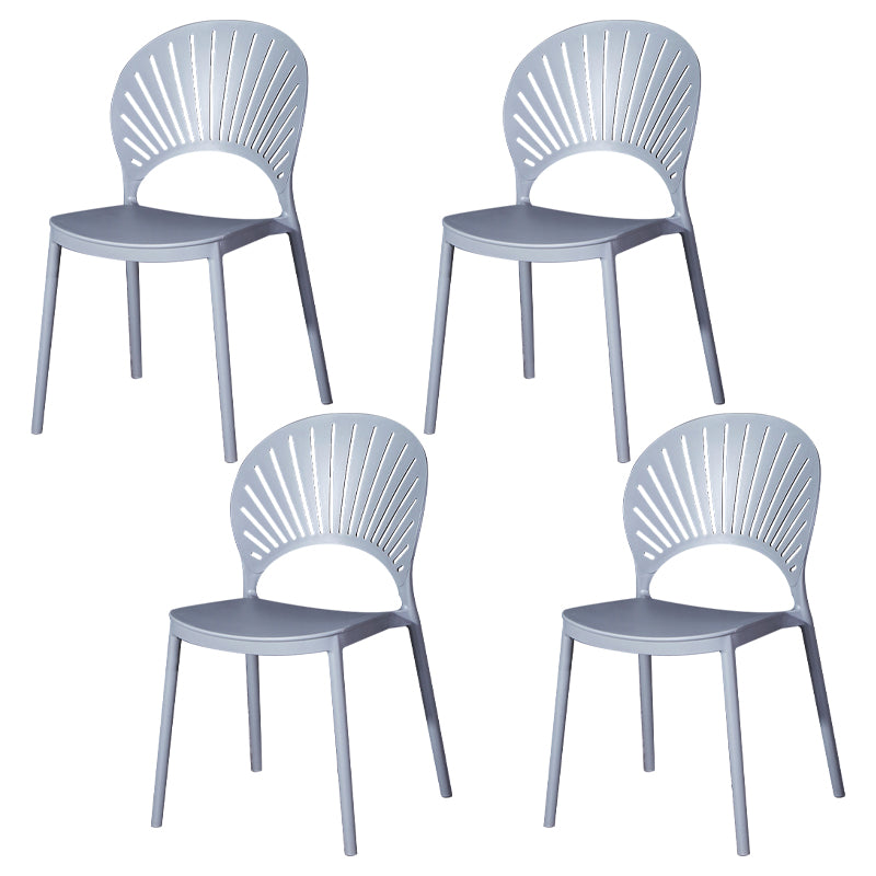 Modern Plastic Chair Open Back Dining Side Furniture in Matte Finish