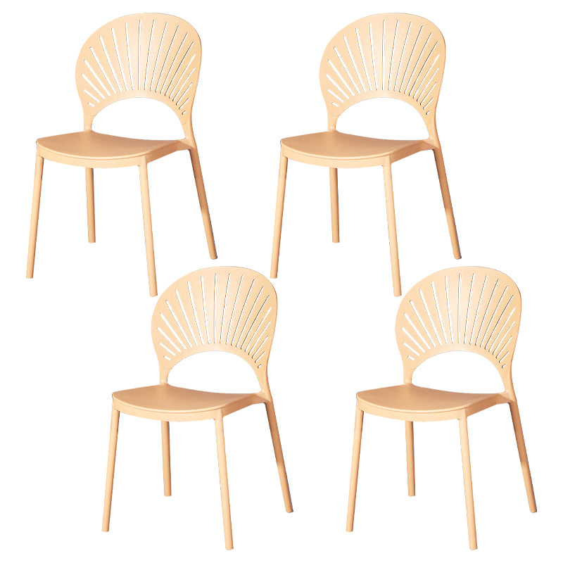 Modern Plastic Chair Open Back Dining Side Furniture in Matte Finish