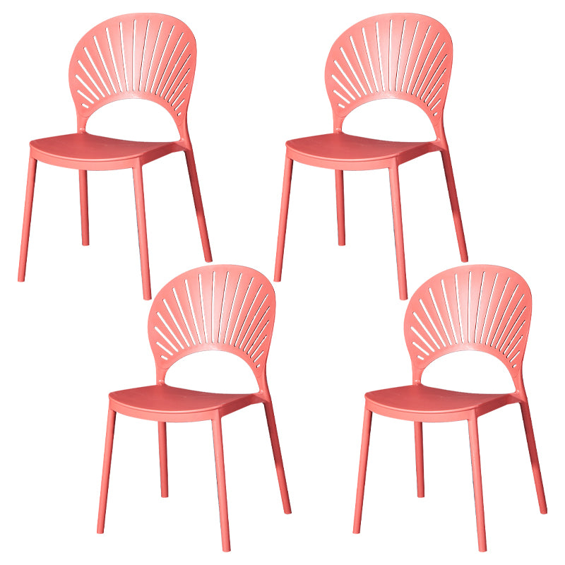 Modern Plastic Chair Open Back Dining Side Furniture in Matte Finish