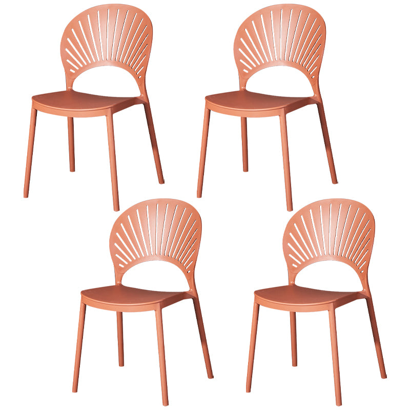 Modern Plastic Chair Open Back Dining Side Furniture in Matte Finish