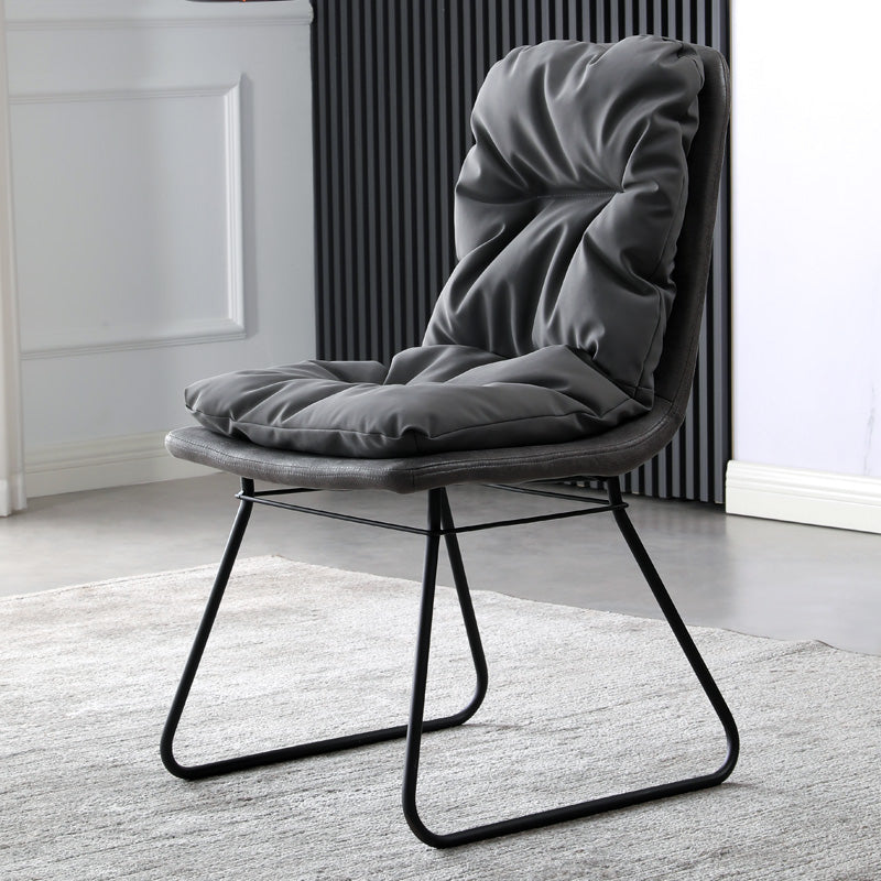 Contemporary Metal Dining Room Chair Armless Upholstered Side Chairs for Home Use