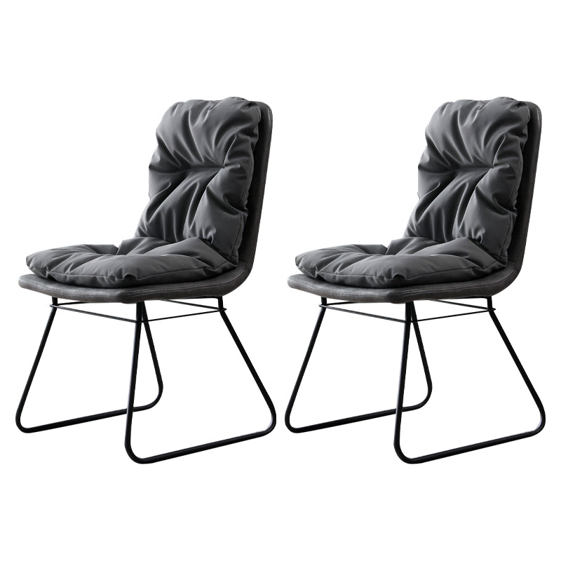 Contemporary Metal Dining Room Chair Armless Upholstered Side Chairs for Home Use