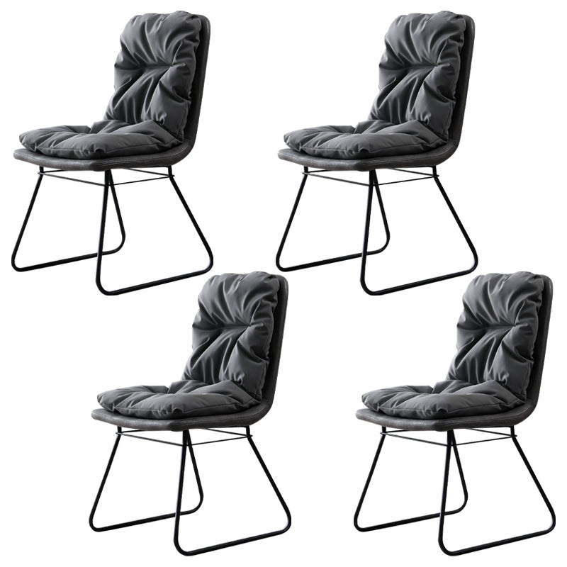 Contemporary Metal Dining Room Chair Armless Upholstered Side Chairs for Home Use