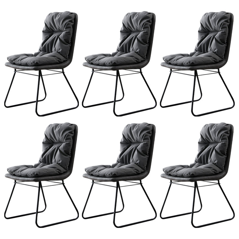Contemporary Metal Dining Room Chair Armless Upholstered Side Chairs for Home Use
