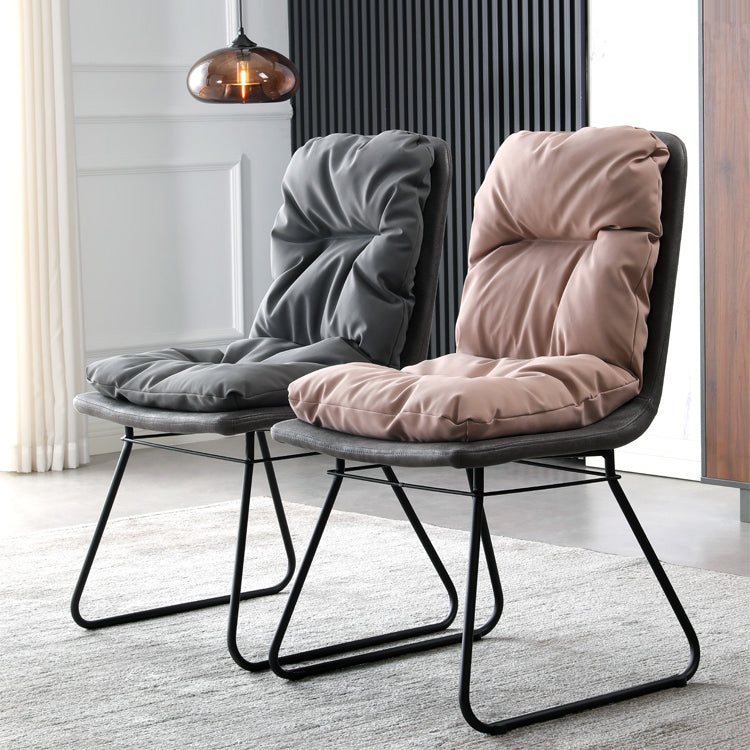 Contemporary Metal Dining Room Chair Armless Upholstered Side Chairs for Home Use