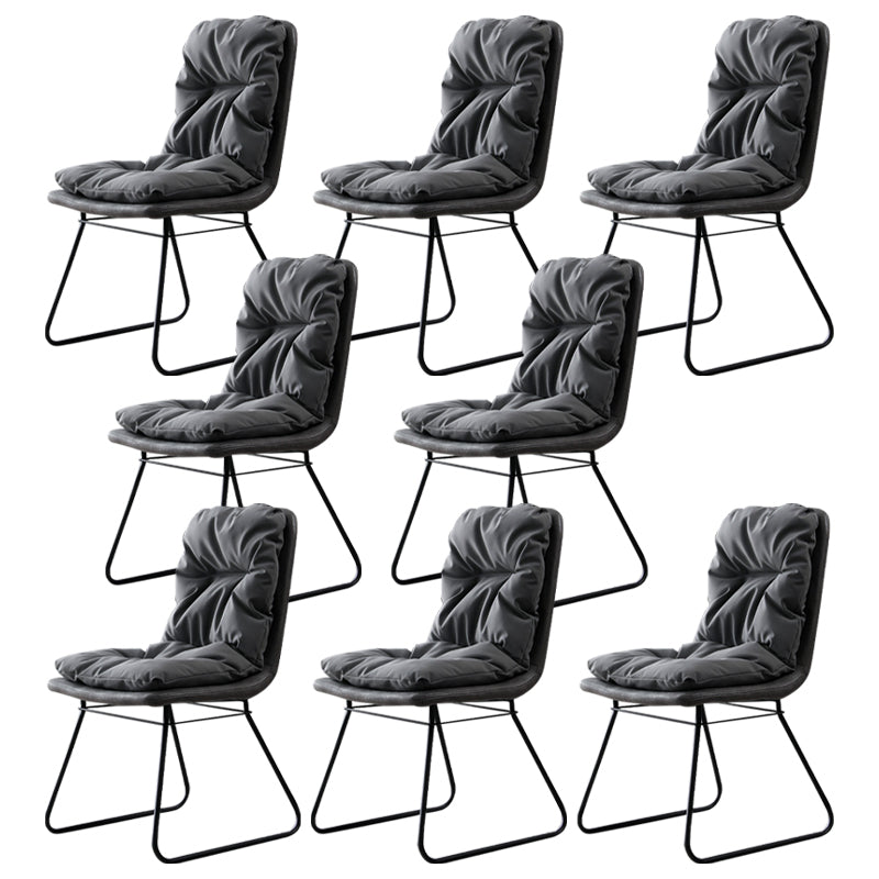 Contemporary Metal Dining Room Chair Armless Upholstered Side Chairs for Home Use