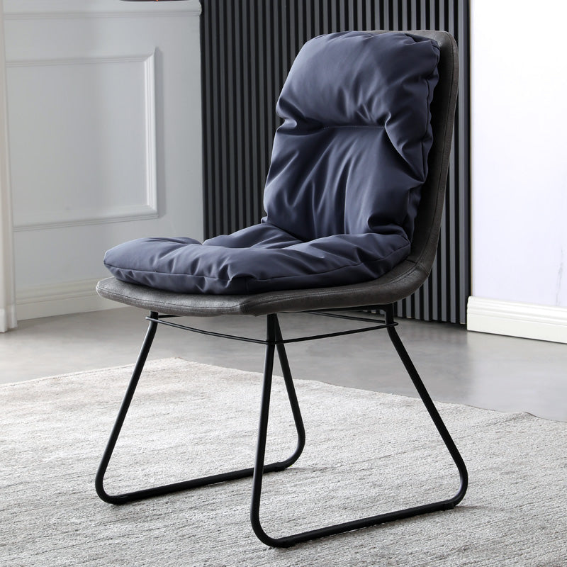 Contemporary Metal Dining Room Chair Armless Upholstered Side Chairs for Home Use