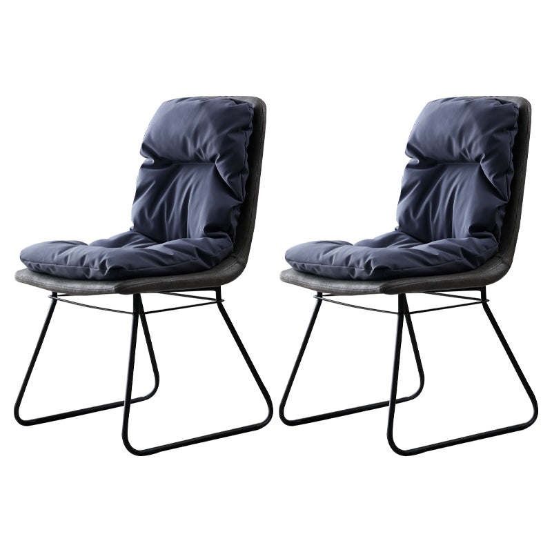 Contemporary Metal Dining Room Chair Armless Upholstered Side Chairs for Home Use