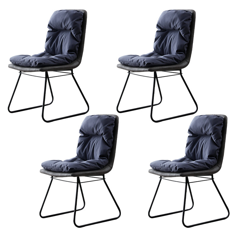 Contemporary Metal Dining Room Chair Armless Upholstered Side Chairs for Home Use