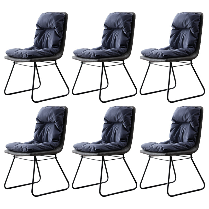Contemporary Metal Dining Room Chair Armless Upholstered Side Chairs for Home Use