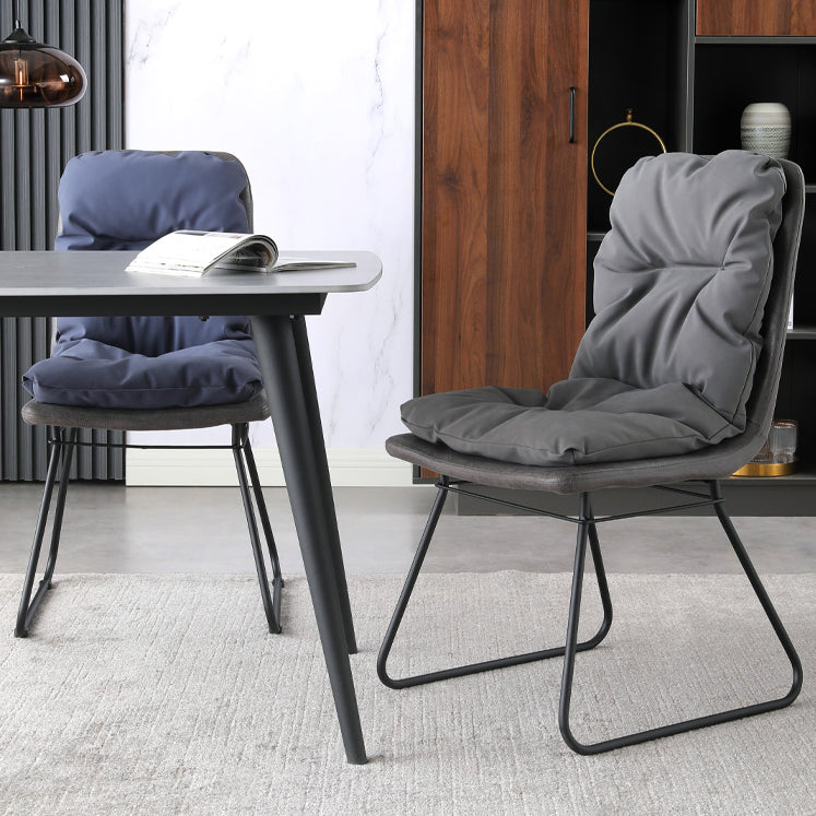 Contemporary Metal Dining Room Chair Armless Upholstered Side Chairs for Home Use