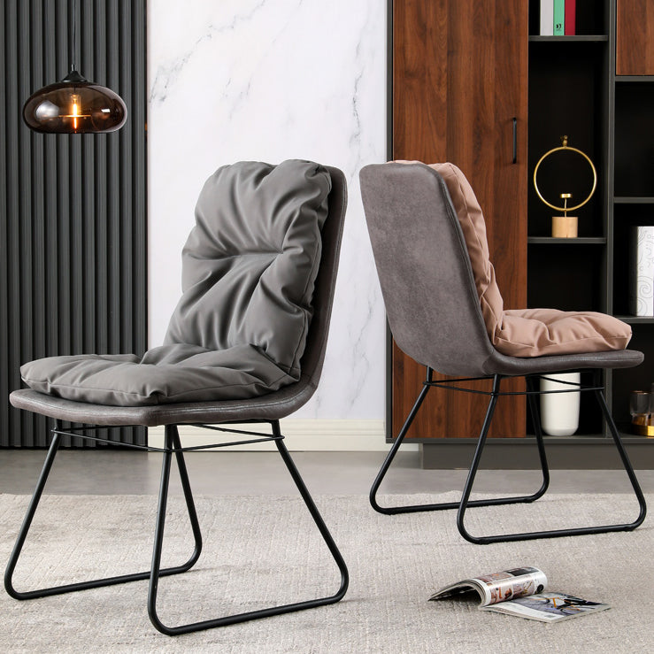Contemporary Metal Dining Room Chair Armless Upholstered Side Chairs for Home Use