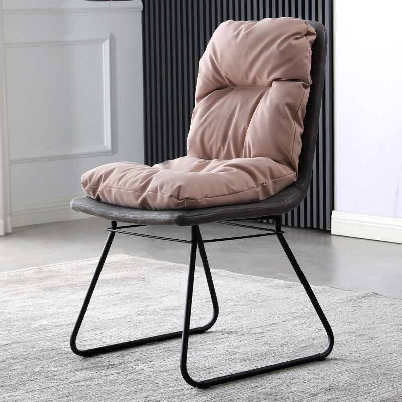 Contemporary Metal Dining Room Chair Armless Upholstered Side Chairs for Home Use
