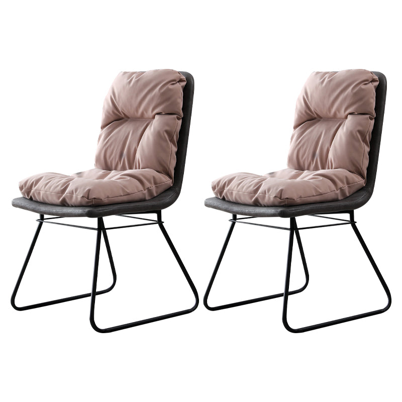 Contemporary Metal Dining Room Chair Armless Upholstered Side Chairs for Home Use