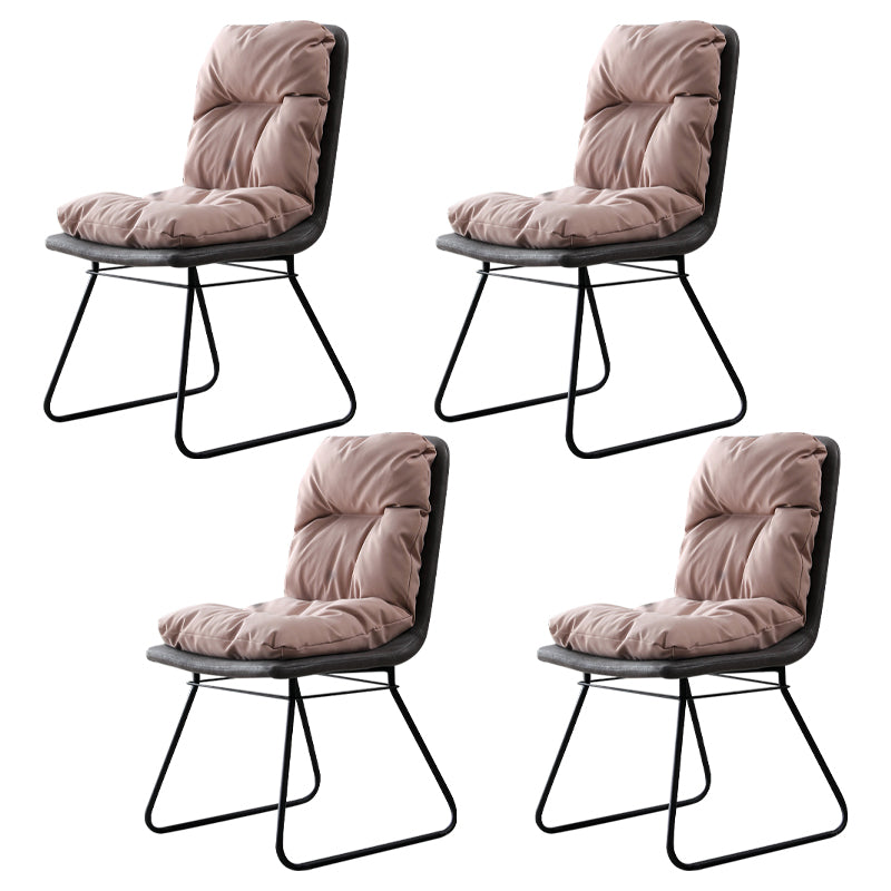 Contemporary Metal Dining Room Chair Armless Upholstered Side Chairs for Home Use