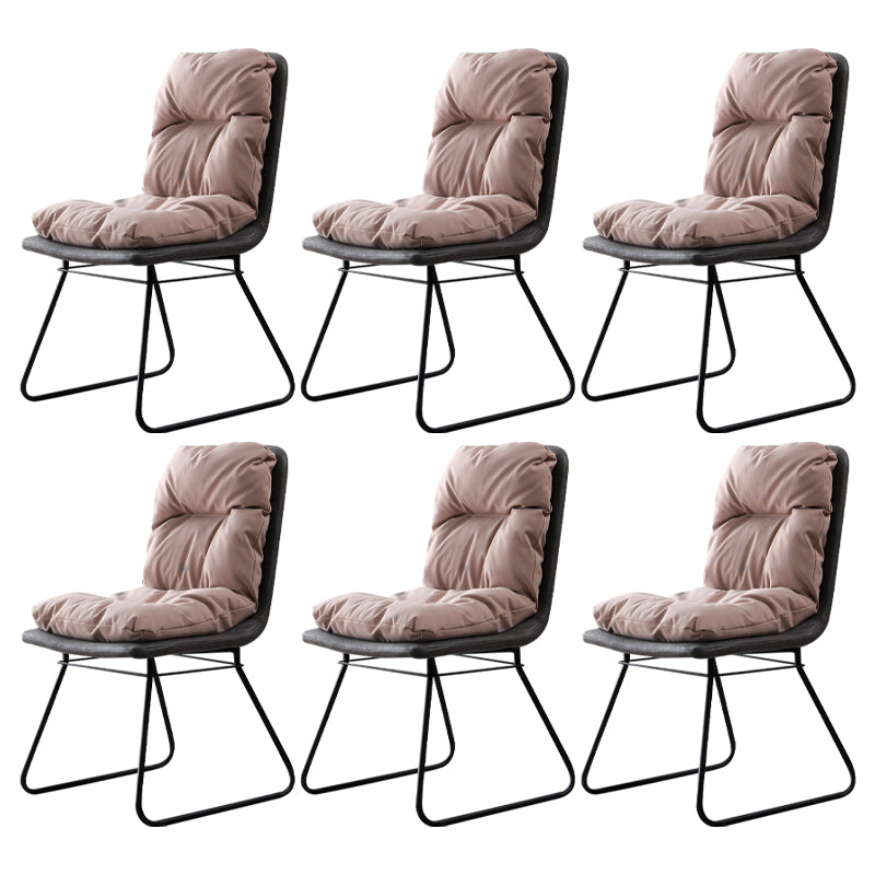 Contemporary Metal Dining Room Chair Armless Upholstered Side Chairs for Home Use