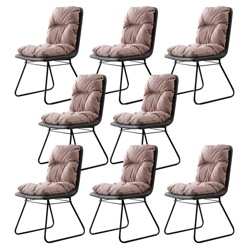 Contemporary Metal Dining Room Chair Armless Upholstered Side Chairs for Home Use
