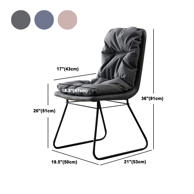 Contemporary Metal Dining Room Chair Armless Upholstered Side Chairs for Home Use