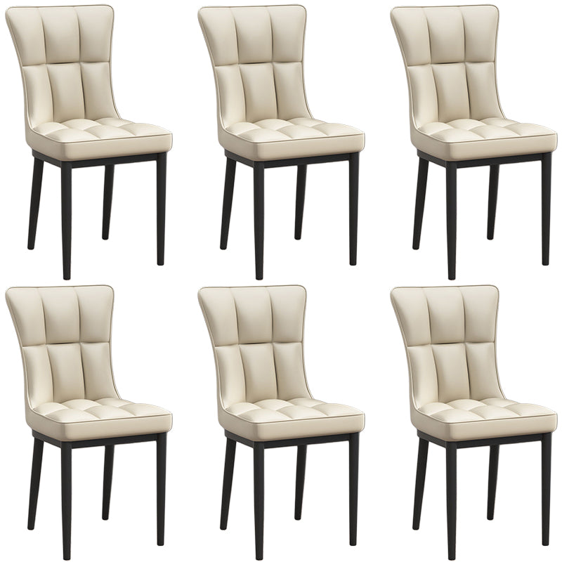 Glam Leather Dining Chair Parsons Chair with Steel Legs in Matte Finish for Home