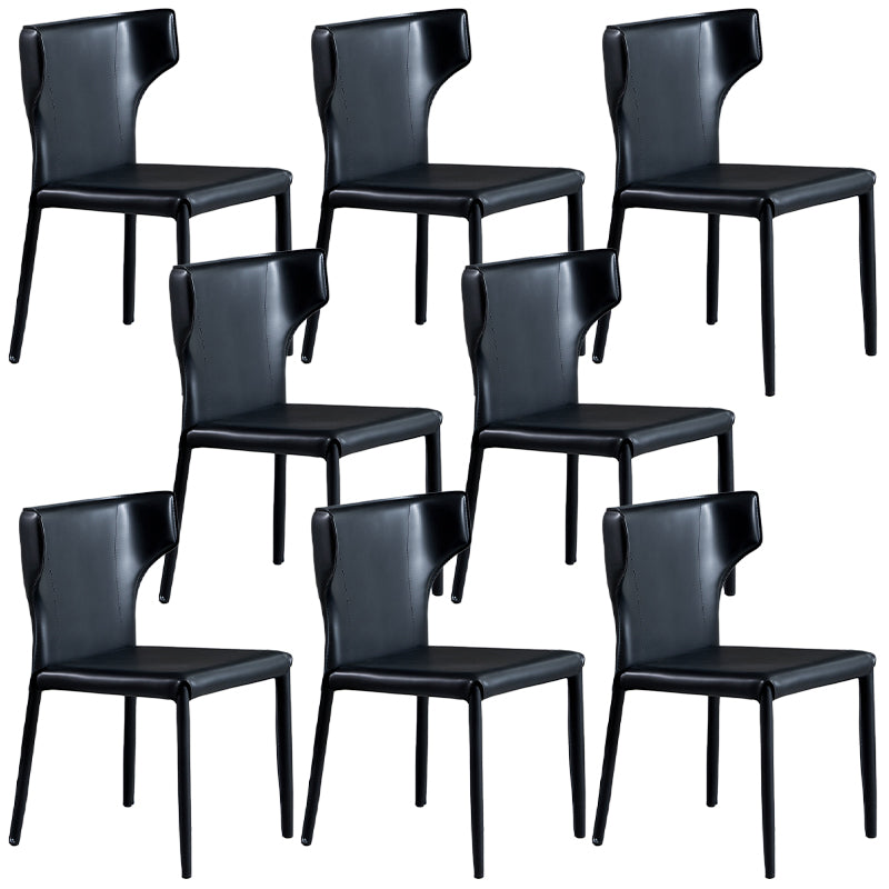 Contemporary Leather Dining Chair Wingback Side Chair in Matte Finish for Kitchen