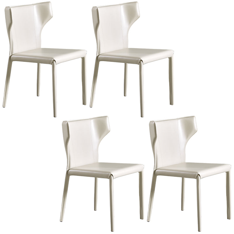 Contemporary Leather Dining Chair Wingback Side Chair in Matte Finish for Kitchen