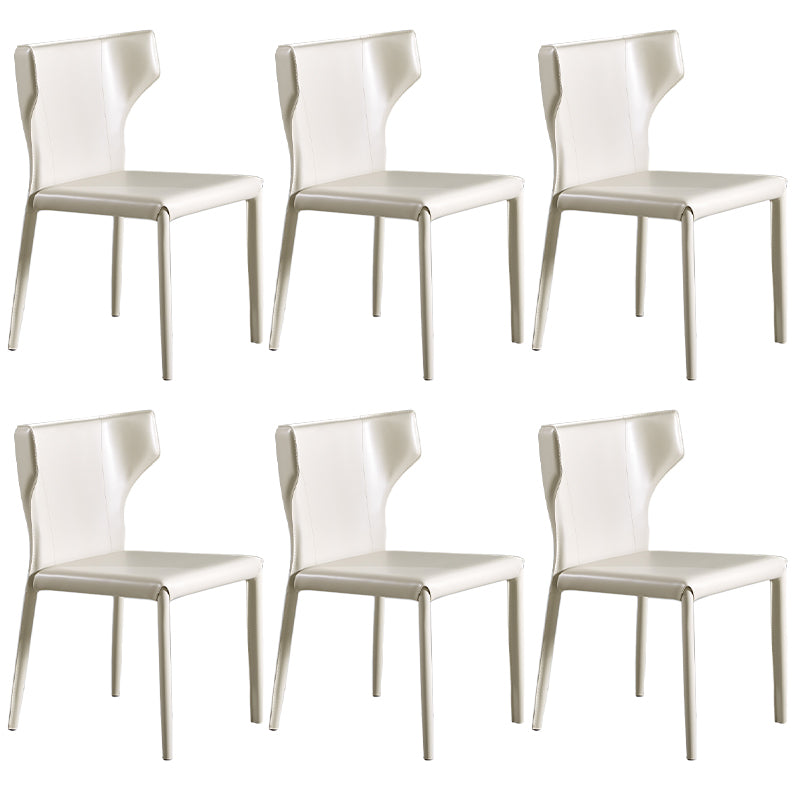 Contemporary Leather Dining Chair Wingback Side Chair in Matte Finish for Kitchen