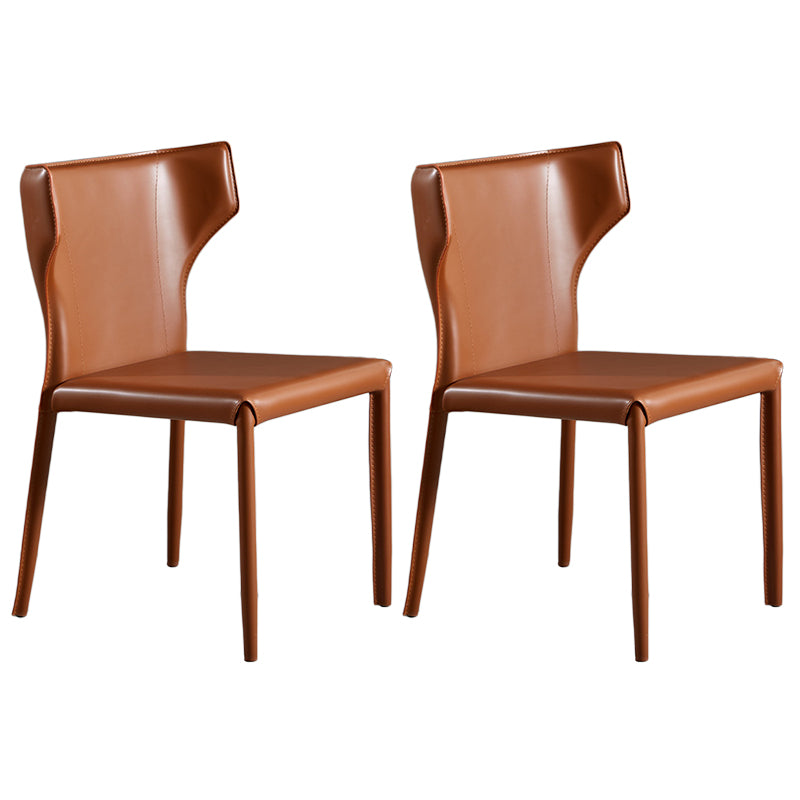 Contemporary Leather Dining Chair Wingback Side Chair in Matte Finish for Kitchen
