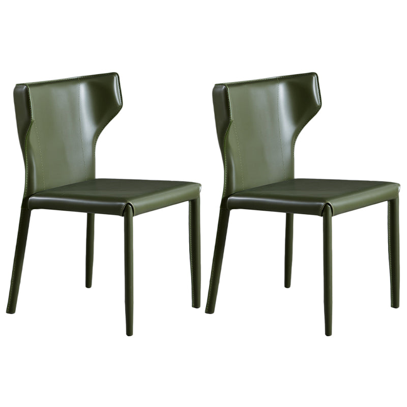 Contemporary Leather Dining Chair Wingback Side Chair in Matte Finish for Kitchen