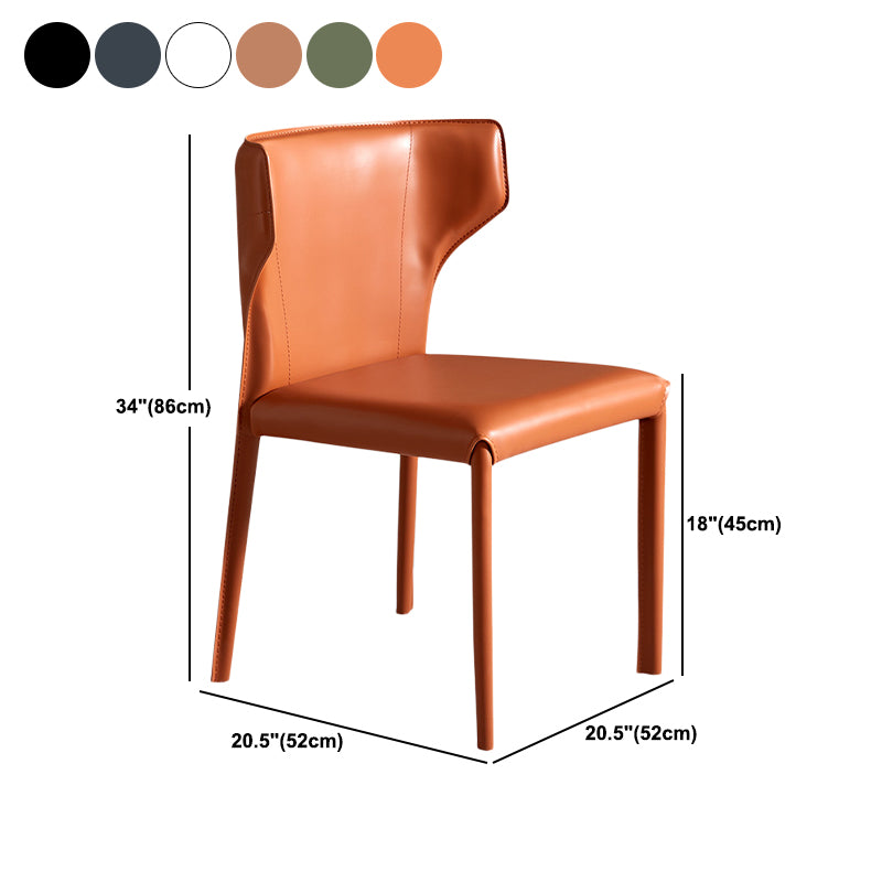 Contemporary Leather Dining Chair Wingback Side Chair in Matte Finish for Kitchen