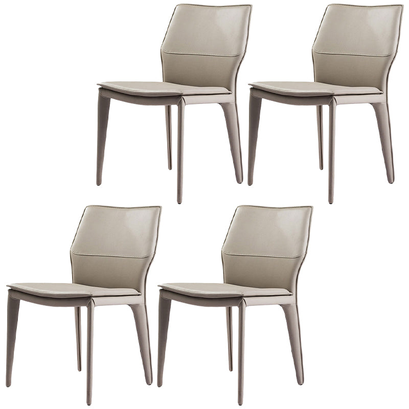 Contemporary Metal Dining Room Chair Armless Leather Dining Chairs for Home Use