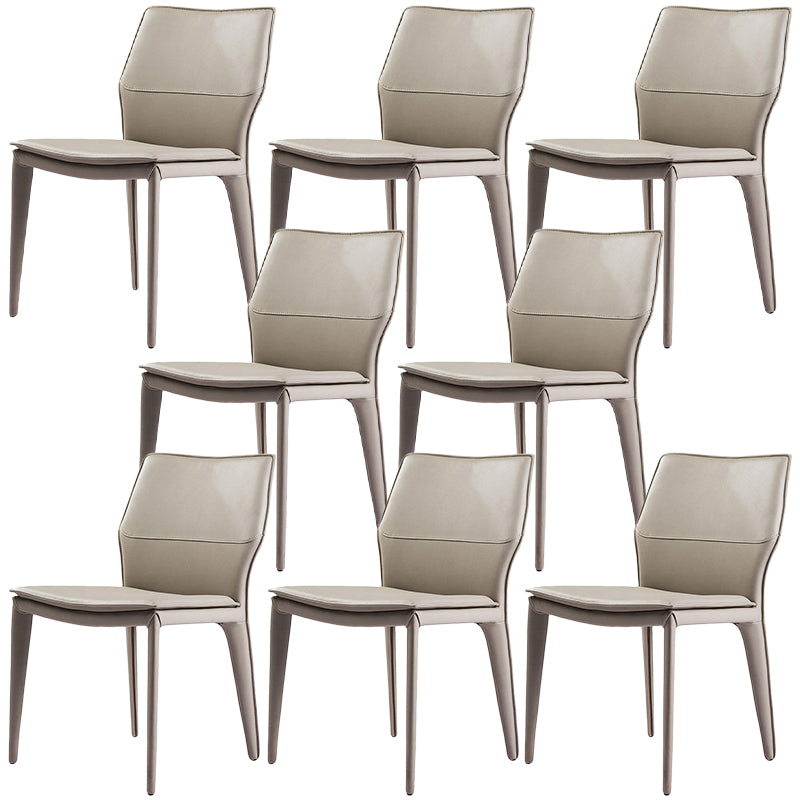 Contemporary Metal Dining Room Chair Armless Leather Dining Chairs for Home Use