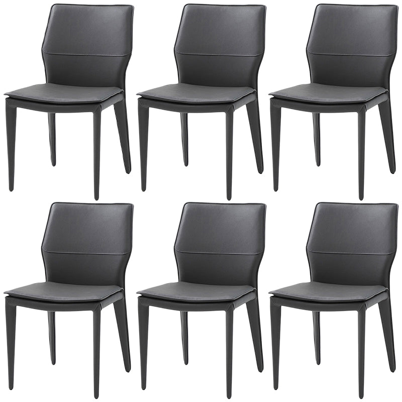 Contemporary Metal Dining Room Chair Armless Leather Dining Chairs for Home Use