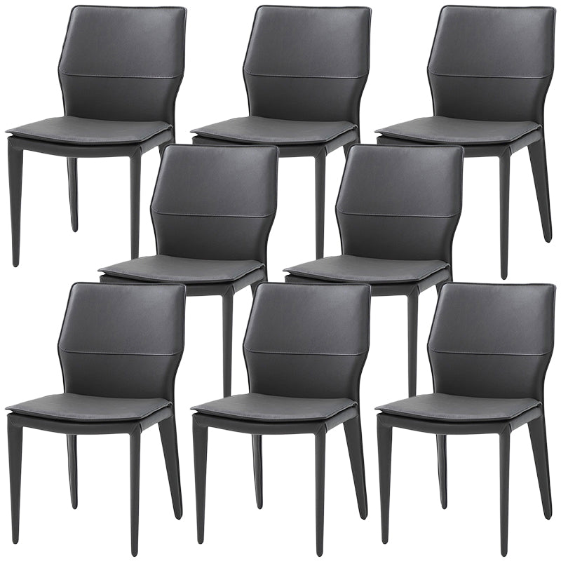 Contemporary Metal Dining Room Chair Armless Leather Dining Chairs for Home Use