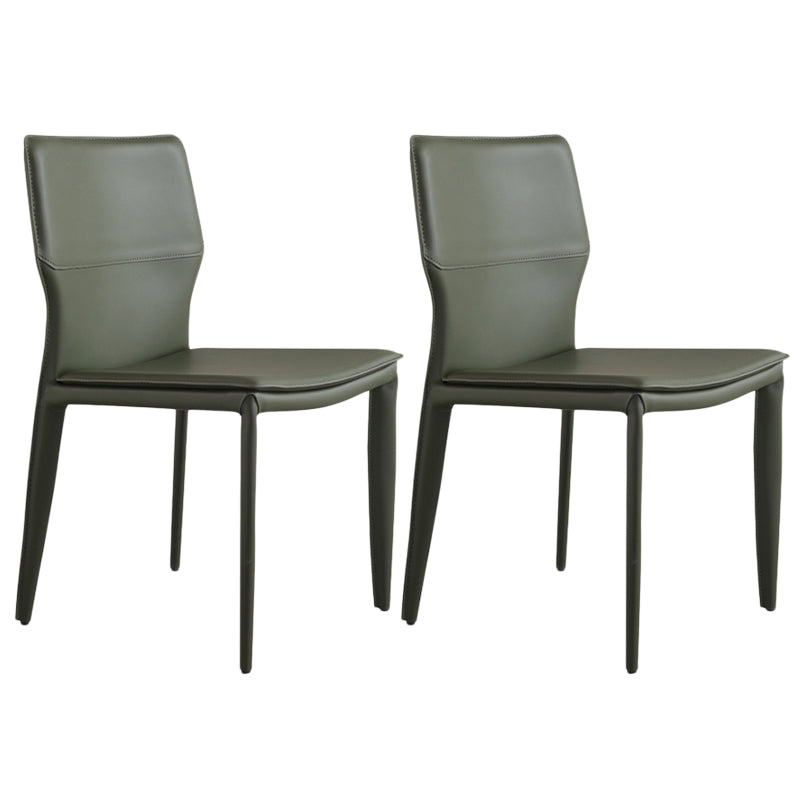 Contemporary Style Dining Chairs Armless Chairs with Metal Legs for Home