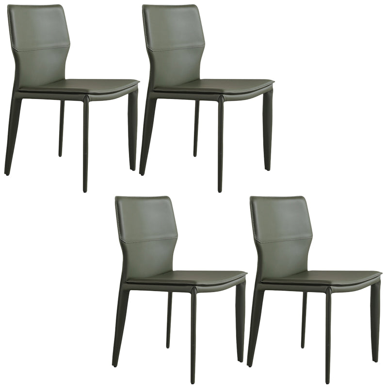 Contemporary Style Dining Chairs Armless Chairs with Metal Legs for Home
