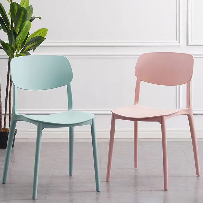 Scandinavian Stackable Armless Dining Chairs Plastic Open Back Dining Side Chair